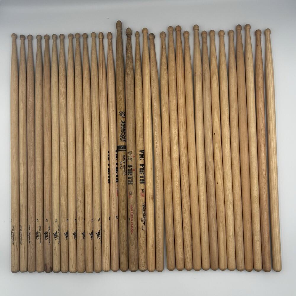Lot of 26 Drumsticks Vic Firth ProMark 747B Super Rock Guitar Center 7A 5A 2B